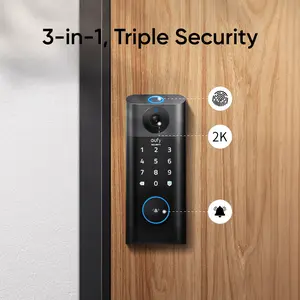 eufy Security Video Smart Lock S330, 3-in-1 Camera+Doorbell+Fingerprint Keyless Entry Door Lock, ,BHMA, WiFi Door Lock,App Remote Control,Doorbell Camera with Chime,No Monthly Fee,SD Card Required｜Spingtok
