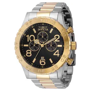 invicta Specialty Men's Watch Quartz 40602 Stainless Steel Silver & Gold Band Color 50mm Dial Black