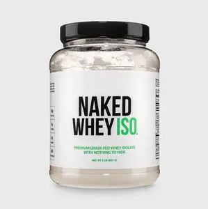 Naked Whey ISO Unflavored - 100% Premium Grass Fed Whey Isolate Protein Powder - 2 LB - 30g Pure Protein, 8.4g BCAAs, 0g Sugar, 0.1g Lactose - Only 2 Ingredients