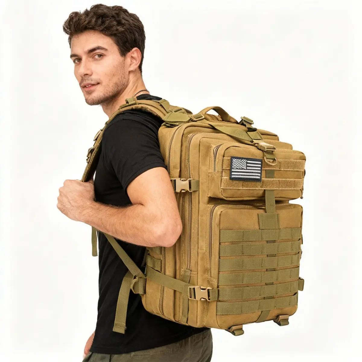 Durable Tactical Outdoor Backpack, 45L Multi-function Military-Grade Rucksack with Laptop Compartment & MOLLE System for Hiking & Camping, Essential Storage, Functionality, Waterproof