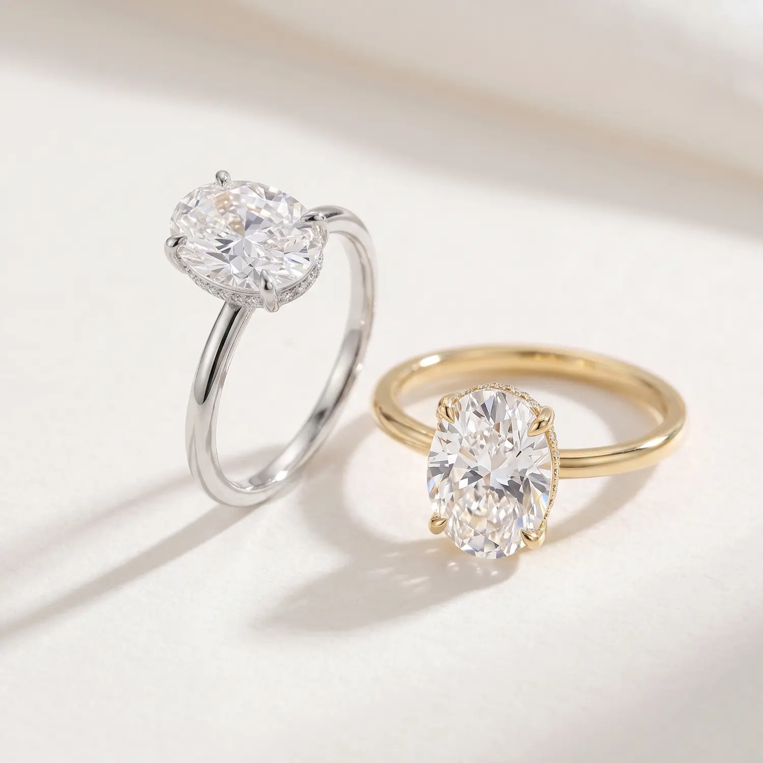 3CT Oval Cut Engagement Ring | 14K Gold & White Gold Plated Minimalist Bridal Ring