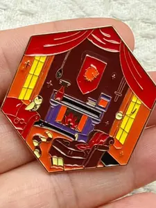 Harry Potter Inspired Cartoon Anime School Room Badge Brooch Pin, Creative Geometric Design Accessory for Fans & Collectors