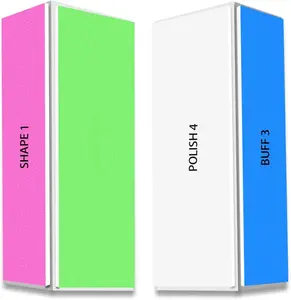 4 Way Nail Buffer Block (2 Pcs), Nail Shine Buffers Blocks Files for Natural and Acrylic Nails Smoother Buffing Block Polisher Fingernail File Buffer 120/240/600/3000 Grit for Buffing Shinning