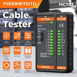 Porometisto Mct02 Compact Network Cable Tester, Rj45/rj11 Telephone Connectivity Detector, Continuity Test Tool, Ethernet Wire Testing Instrument
