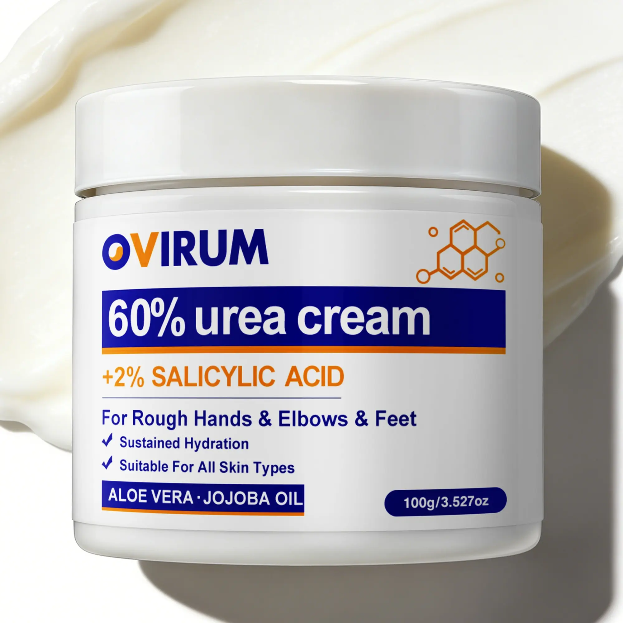 60% Urea Cream+2% Salicylic Acid, Dry Skin Care, Urea Moisturizer For Dry Heel And Hand, Rich In Jojoba Oil, Aloe Vera, Moisturizing Repair, Hydrate Repair Dry, Cracked Skin, Fast Absorption, Non-Greasy, Protect And Moisturize Knees, Elbows-100G