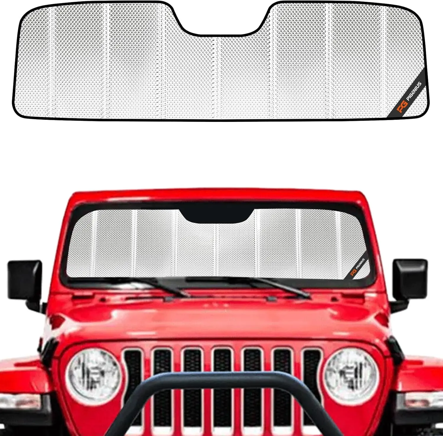 Windshield Sun Shade for Jeep Wrangler 2018-2026, Gladiator 2020-2026 Custom Front Window Sunshade - BLAZBLOCK