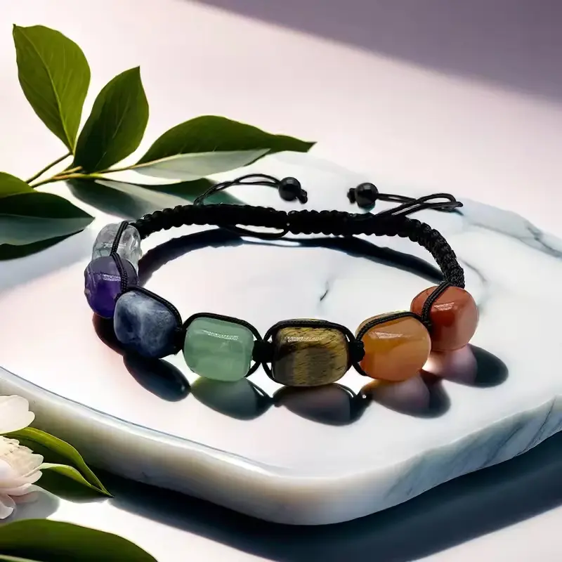 Seven Chakra Natural Stone Bracelet for Men & Women  Healing Gemstone Jewelry  Adjustable Cord, Energy Balance & Spiritual Wellness  Perfect for Meditation, Yoga & Daily Wear