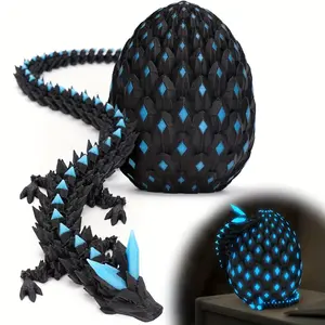 1set 3D Printed Dragon with Eggs Mystery Dragon Egg Glow in The Dark 3D Print Dinosaur Eggs Dinosaur Design for Home Decor Funny Gift Staute