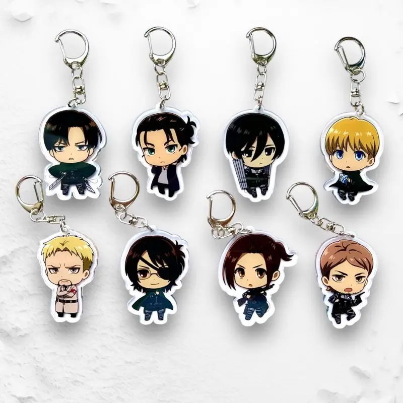 Aot Keychains - Character Clip with Various Designs, Includes Multiple Character Figures, Keyring Attachment