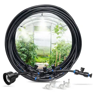 HOMENOTE Misting Cooling System, 32/65/98FT Pre-Assembled Misting Kit, 18 Rust-Proof Nozzles, 3/4" Adapter, Outdoor Mister for Patio Cooling, Greenhouse, Pet & Chicken Coop