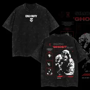 Simon "Ghost" Riley Skull Mask Warrior Call of Duty: Modern Warfare II Edition Double Printed Oversize Lightweight Acid Washed Hoodie Game Series Graphic Design Top Cotton Streetwear Game Zone Hoodie Sweatshirt Clothes Menswear Womenswear