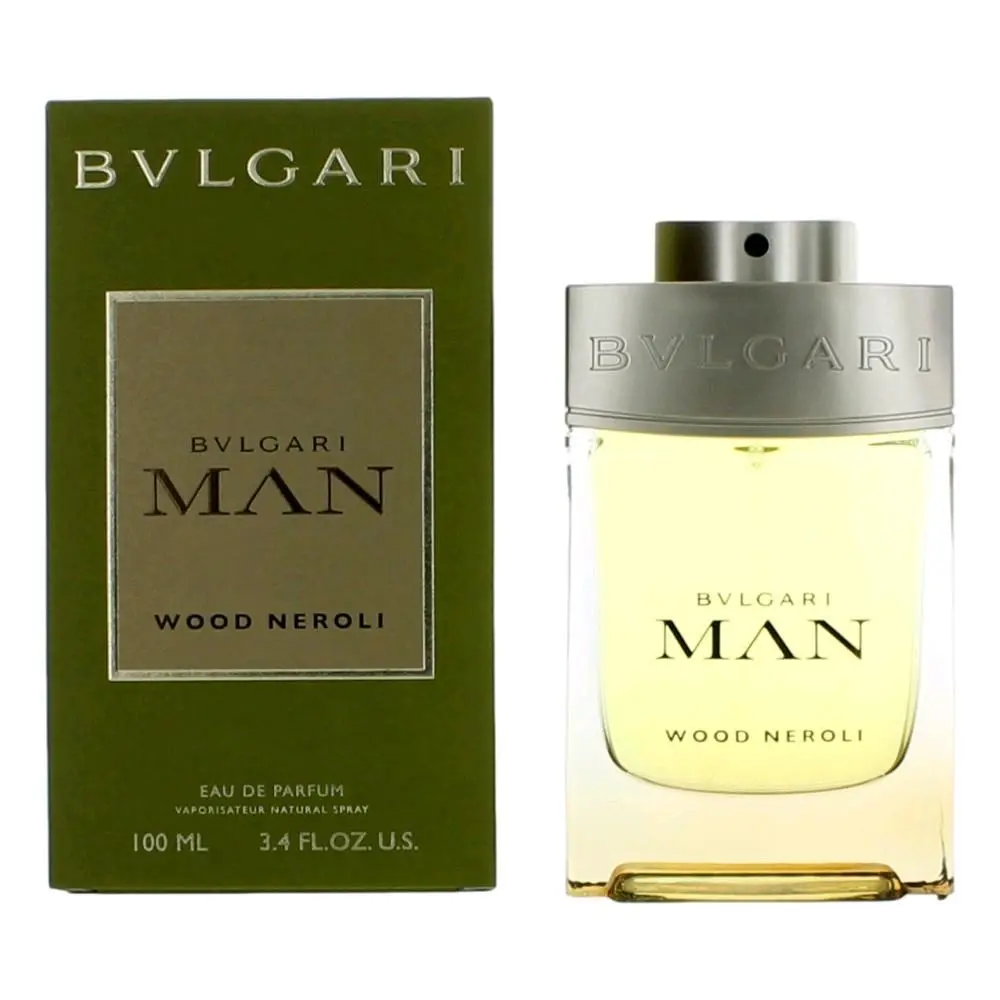 Bvlgari Man Wood Neroli Eau de Parfum Spray - Luxurious and Natural Fragrance for Men - 3.4 fl oz / 100 mL, Transparent, Light Yellow, 3 To 3.9 Fl Oz
