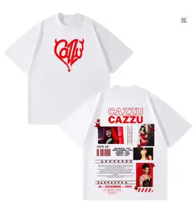 Singer Cazzu Latinaje Vintage Print Tshirt Men Women Aesthetic Trendy T-shirts Short-sleeved Loose and Casual Oversized T-shirts