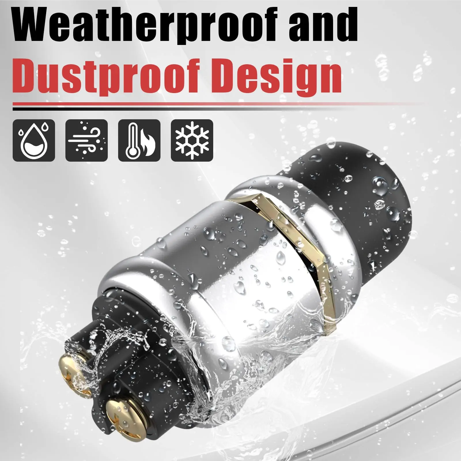 12V 50A Heavy Duty Diecast Aluminum Momentary Push Button Starter Switch - Waterproof, Dustproof, with Mounting Plate, 5/8" Mounting Hole, Brass Terminals, 50A Heavy Load Use, Panel-Thick Friendly for Cars, RVs Electrical Supplies