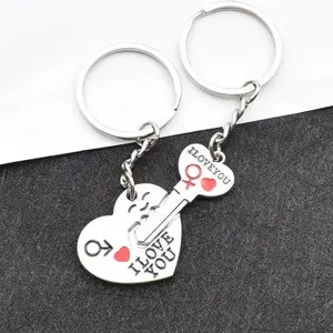 Stainless Steel Heart Lock and Key Keychain Set for Couples 2PCS Matching Couple Key Rings Engraved Love Heart Key Chain Pendant Jewelry Gift for Men Women Lovers Anniversary Birthday