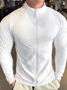 Men's Sports Jacket Muscle Fit Workout Zipper Workwear, Full-Zip Fitness Jacket Yoga Jacket for Gym and Training, Stylish and Comfortable, Workout Clothes