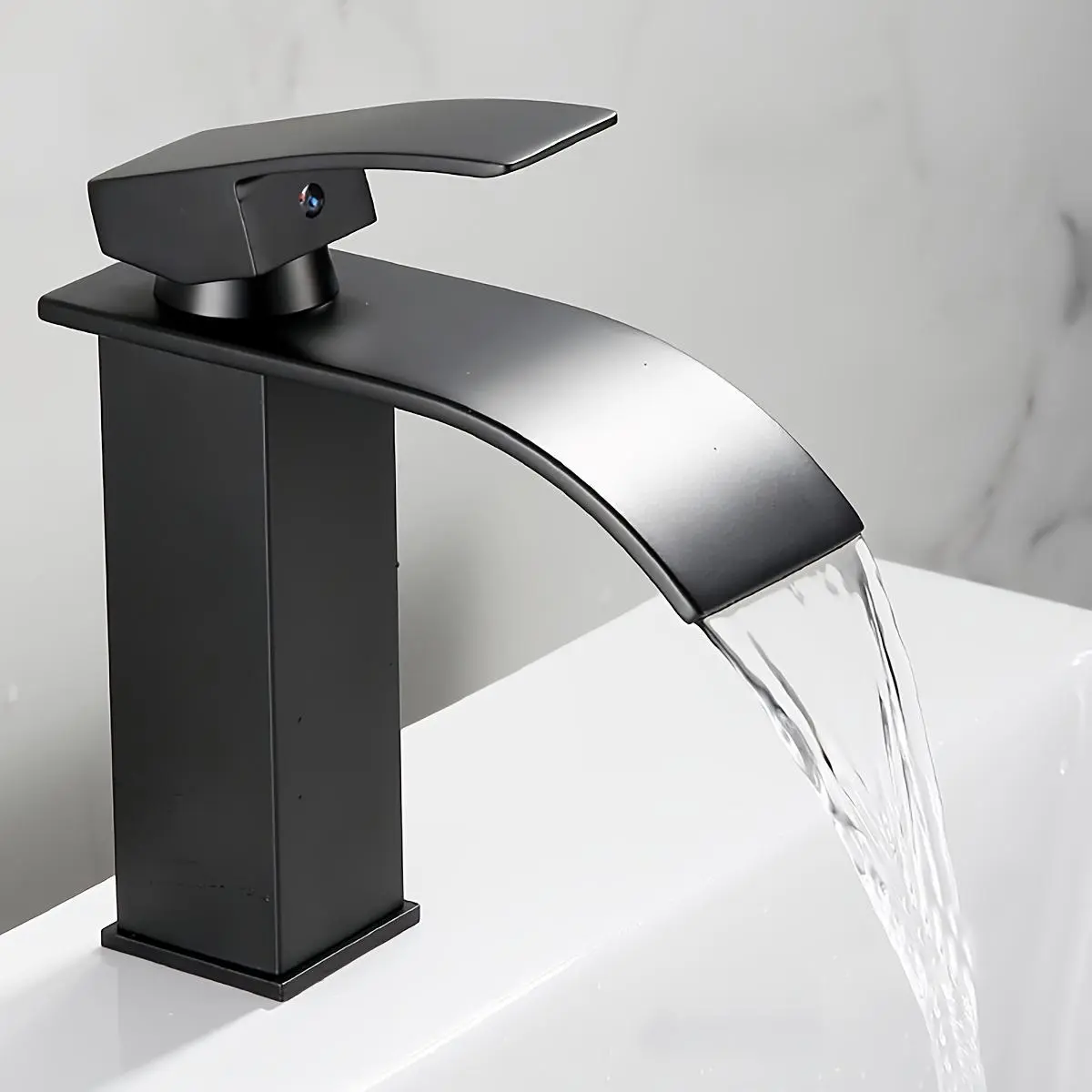 Bathroom faucet, with both hot and cold water outlets, in an arc-shaped nozzle, suitable for bathrooms and camper van bathrooms, High arc Stainless steel faucet