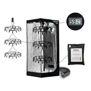 Dry Tents OG Rotating Herb Drying Tent With 3-Tier Spinning Chandelier, Hydrometer/Temperature Sensor, Air Purification Bag, And Light Proof Ducting For Efficient Drying