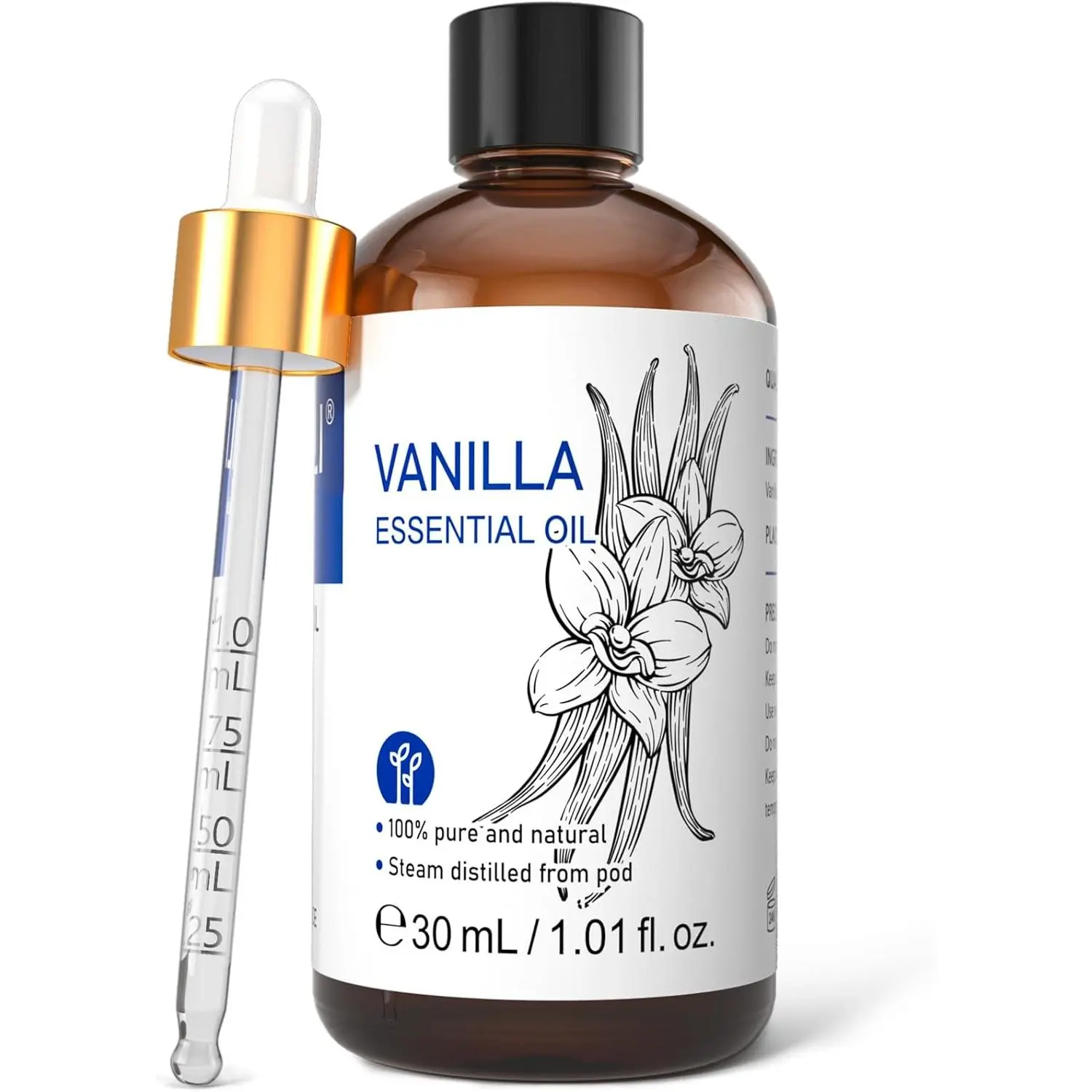 1 Fl Oz Vanilla Essential Oil, Undiluted Natural Strong Fragrance Add in Skin Perfume, Unscented Lotion, Candle Soap Making Scent, Relax at Home with Diffuse Warm Sweet Aroma