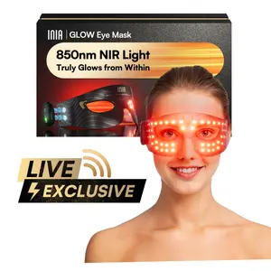 【LIVE EXCLUSIVE】INIA GLOW Red Light Therapy Eye Mask with 96 High-Density LEDs & Cryotherapy Cooling, LED Eye Mask Skincare for Wrinkles, Dark Circles & Puffiness, FDA-Cleared, Portable and Rechargeable, 2-Year Warranty