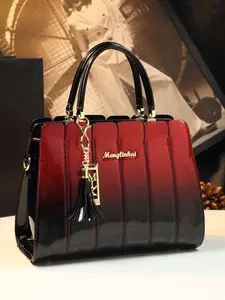 Elegant Gradient Patchwork Handbag, Pu Leather Handbag, High-End Glossy Commuter Shoulder Bag, Versatile Crossbody Purse for Women, Fashionable Purse Handbag, Trendy Daily Use