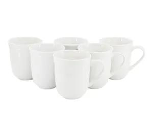 Elama Henryi 6 Piece 12 Ounce Porcelain Mug Set in White