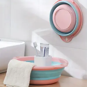 1pc A Foldable Plastic Face Washing Tub, Ideal For Students On The Move, In The Bathroom Or In University Residence.