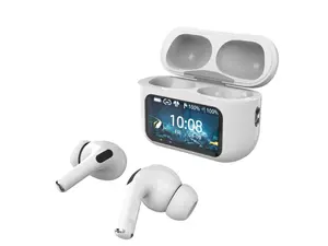 Supersonic IQ Sound IQ-341 ANC & ENC Bluetooth Earphone with Touchscreen Display Charging Case, True Wireless Earbuds, Stereo Sound, Dual Mic, Voice Assistant, In-Ear Detection, USB-C Charging (White)
