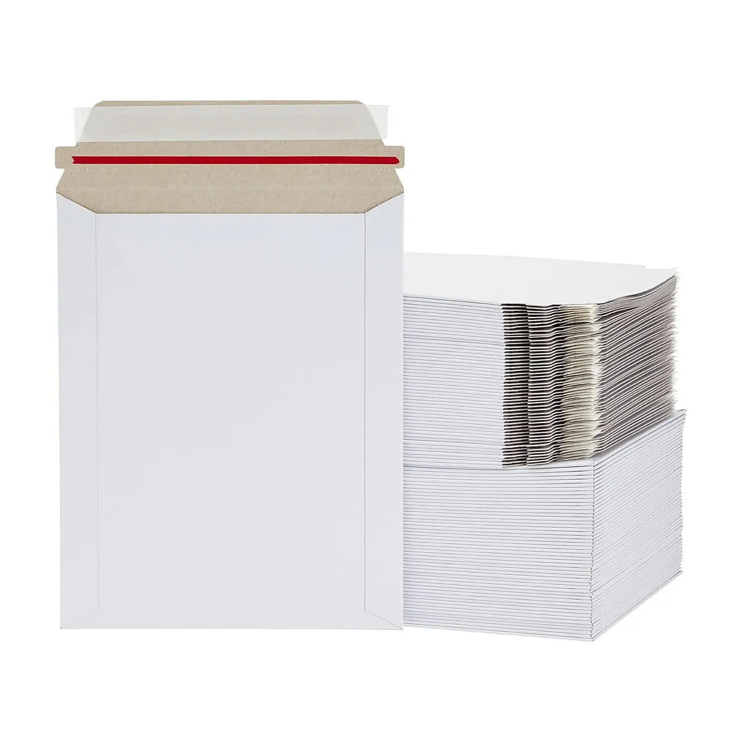 SJPACK 100pcs Cardboard Rigid Photo Document Mailers - 9.75x12.25in & 7x9in Self-Seal Envelopes, Protects Docs/Books/Magazine, Print-Ready Office Stationery for Postal Use, Office Accessories