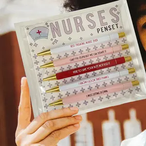 Nurse Theme Ballpoint Pen, 5pcs/set Fun Nurse Push Ballpoint Pen, Writing Pen, Unique Pens, Office Stationery for School & Office, Office Supplies, Pen Given To Nurses, Valentine's Day Gift