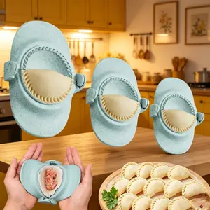 3Pcs Wheat Straw Dumpling Maker Set, Manual Dumpling Wrappers & Dumpling Clip Molds, Chinese Style Pastry Tool, Household Baking & Kitchen Utensils for Home & Restaurant Use