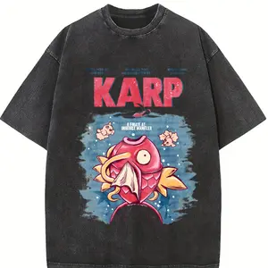 Jaws x Magikarp Shirt, Poke Shirt, Anime Shirt, Vintage Graphic Tee Unisex Size S- 3XL, Menswear Top, Womenswear Top, Casual Cotton Crewneck Short Sleeve Streetwear