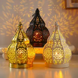 Elegant Metal Iron Art Candle Holder, Moroccan Style Hollow Gourd Design, Home Bar Restaurant Decor Gift, Church Decoration