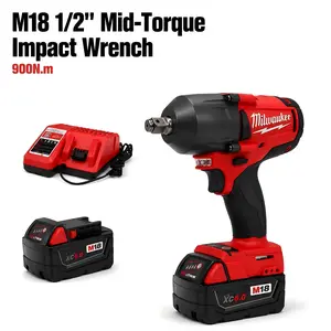 Milwaukee M18 FMTIWF12 18V Heavy Duty High Torque Impact Wrench Drill - 900Nm Torque, 1/2" Square Drive, Cordless, Valve Core Multi Kit - Automotive, Construction Tool bolt extractor