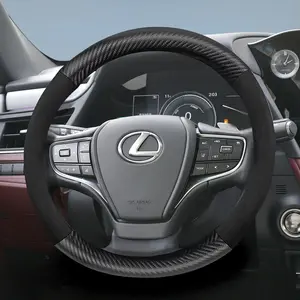 Suitable for Lexus carbon fiber texture leather suede steering wheel cover accessories, Vehicle, for Is250, Gs300, Lx 570, Nx, Is350, Es350, Gx460, Is 300, Ls400, Nx300h, Ls500, RX350, RX450h, RX500h, ES 400