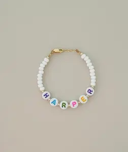 Custom Rainbow Letter Bead Bracelet | Name Gift | Beaded Bracelet for Girls, Babies & Adults