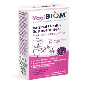 Vagibiom Biom Probiotics Vaginal Probiotic Suppository for Women, Fragrance Free in a Convenient 5 Count Suppository Pack