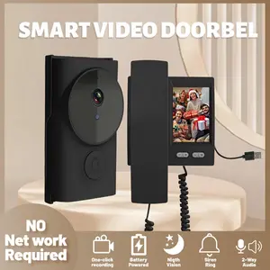Video Door Phone System, 3.5 Inches IPS Screen Monitor Wireless Doorbell Kits,  Infrared Night Vision, Outdoor Camera Door Intercom, Two-Way Intercom, No need WiFi and APP,  One-Click Doorphone Telephone Style for Home, Office Safety