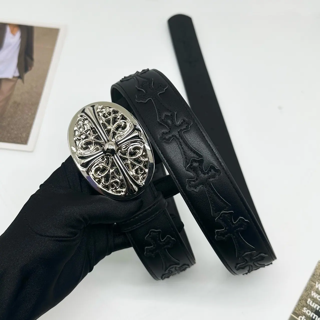 Chrome Hearts Leopard Leather Crow Cross Belt – Gothic Luxury Statement Waist Belt for Men & Women
