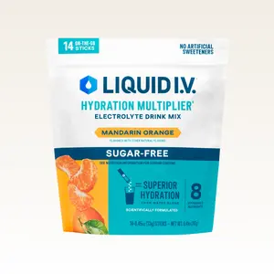 Liquid I.V. Sugar-Free Hydration Multiplier - Mandarin Orange - Hydration Powder Packets | Electrolyte Powder Drink Mix | Convenient Single-Serving Sticks | 8 Vitamins & Nutrients | 1 Pack (14 Servings)