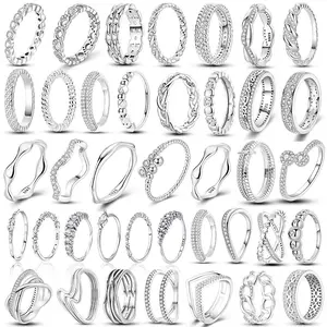 Shine Zircon Wedding Ring Original 925 Silver Simple Ring For Women Sterling Stackable Rings Popular Anniversary Jewelry