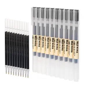 Muji Japanese Pen Set 0.5mm - 10 Pack with 10 Ink Refills Perfect for Journaling Note-Taking Sketching Planning & School Use