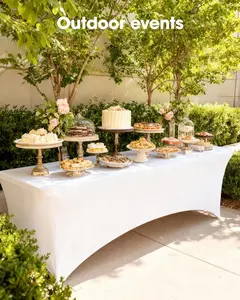 10 Packs 6FT long rectangular spandex tablecloths, for home decoration, stretchable, reusable, washable and wrinkle-resistant, suitable for parties, banquets, meetings and weddings.