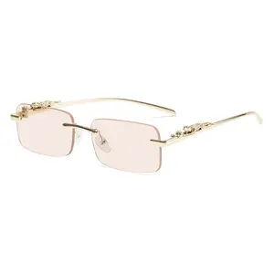 Gold Leopard Frames - Pink Lenses