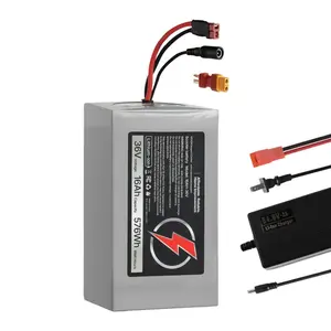 VEVOR 36V Electric Scooter Battery, 16Ah, Ebike Lithium Battery Pack with 30A BMS, Charger, T-Plug Expansion Cable, 500+ Cycles, Compatible with 2880W Motors, for Electric Bikes Bicycles, Scooters