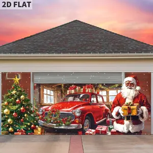 2D Flat Photo Booth Prop, Santa Banner, Outdoor Banners, Hanging Decoration, Christmas Garage Door Cover, Large Holiday Decor, No Power Needed