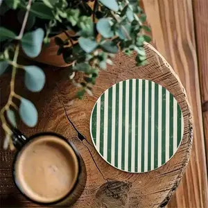 6-Piece Set Striped Round Coaster, Heat-Resistant Coffee Beverage Pad, Home Tea Table Protection, Kitchen Accessory, Moving House Gift, Wood Coasters