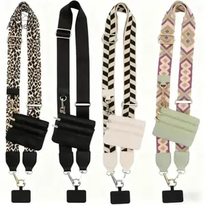 2026 New Arrival 4-Pack Crossbody Phone Wallet Straps, Adjustable Zipper Pocket Beige Hands-Free Holder, TikTok Shop Black Friday Mother’s Day