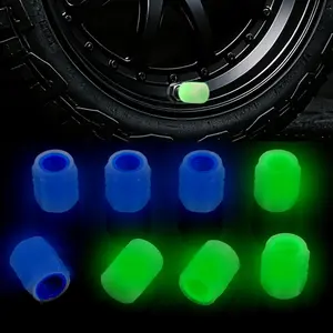 8PCS Fluorescent Glow-in-the-Dark Tire Valve Stem Caps, Universal Auto Decoration Accessories for Cars, SUVs, Trucks (Blue/Green)