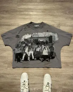 Harajuku Gothic Gray Y2K Top New Oversized T Shirt Men and Women Hip Hop Punk Graphic T Shirts Short Sleeve Tops Streetwear BiggOrange